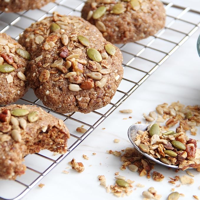 Baker's Secret Non Toxic Baking Trays for Oven, PTFE, PFAS, PFOA Free, 100% Recycled Aluminum, Bakeware Set Cookie Sheet 18" with Stainless Steel Rack Never Rust - The Natural Aluminum Collection