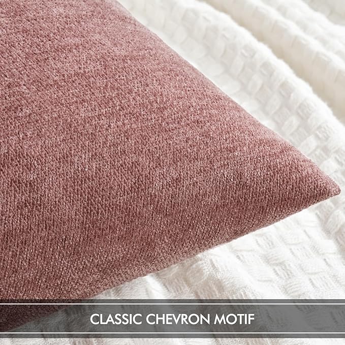 MIULEE Pack of 2 Blush Pink Decorative Pillow Covers 20x20 Inch Soft Chenille Couch Spring Throw Pillows Farmhouse Cushion Covers for Valentine's Day Home Decor Sofa Bedroom Living Room