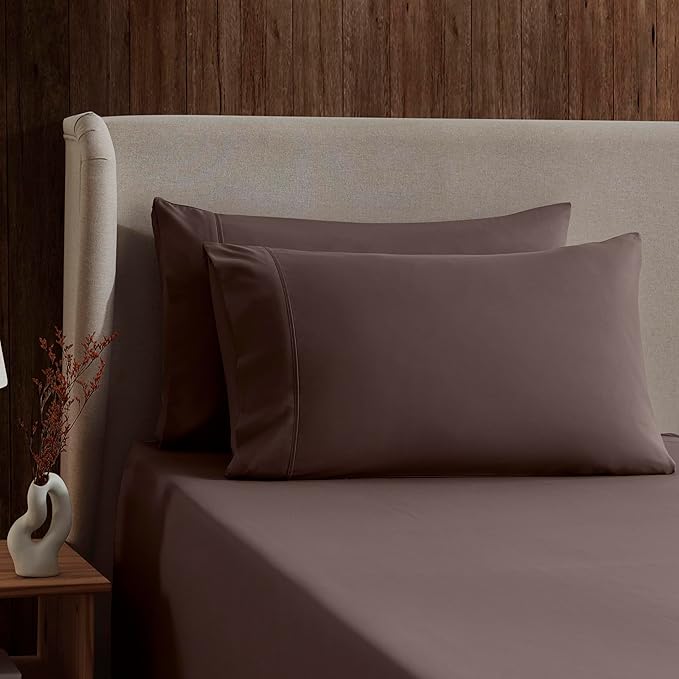 Nestl Twin XL Sheet Set - College Dorm Size - Luxury 1800 Ultra-Soft Microfiber Twin Extra Long Bed Sheets - Deep Pockets - Easy Fit - Extra Soft - 3 Piece Set (Twin XL, Chocolate Brown)