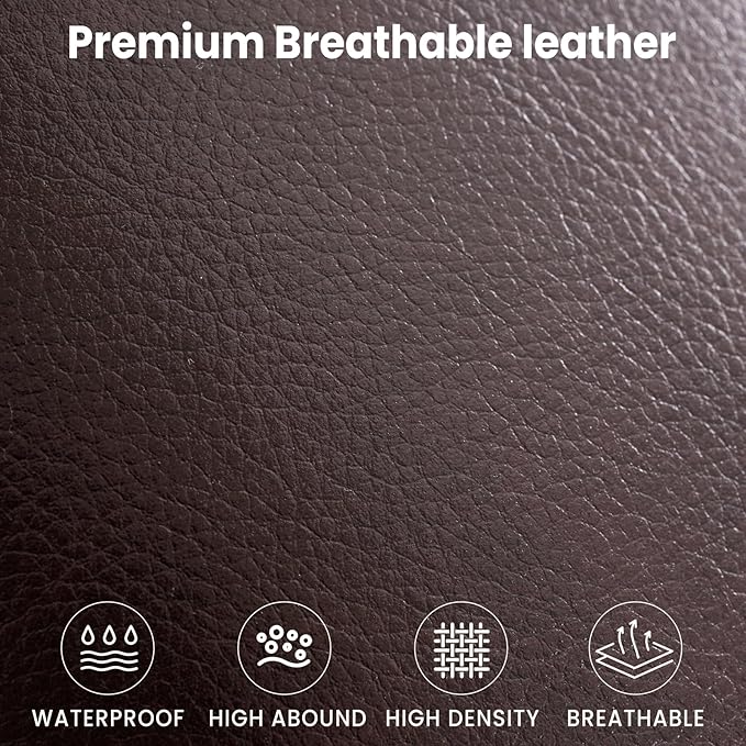 PARKOL Large Genuine Infinite Position Leather Power Lay Flat Lift Studded Recliner Chairs for Elderly, Dual Motor with Massage and Heating,Extended Footrest, USB&Type-C Port Remote,Cup Holder,Brown