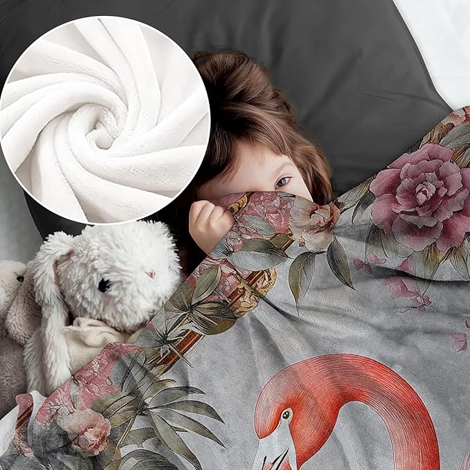 Flamingo Blanket for Kids Adults, Flamingo Gifts Flannel Throw Blanket, Flamingo Decor Lightweight Warm Soft for Sofa Couch Bed Living Room Office 60" x 80"