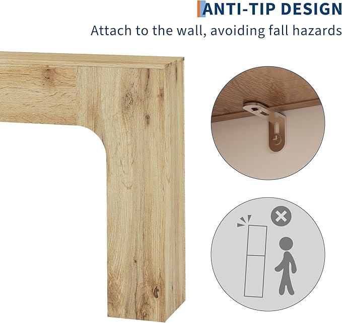 GarveeHome 63 Inch Farmhouse Console Table, Narrow Wood Entryway Sofa Table Behind Couch, Slim Rustic Hallway Furniture for Living Rooms, Foyers & Apartments, Oak