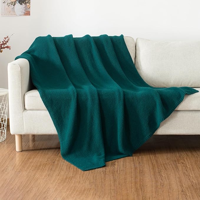 Carriediosa Wool Blend Knit Throw Blanket 60" X 80" Twin, 50% Recycled Polyester Soft Cable Knitted Fluffy Throws for Couch Lightweight Woven Blankets for Sofa Fuzzy Cozy Bed Cover, Dark Teal