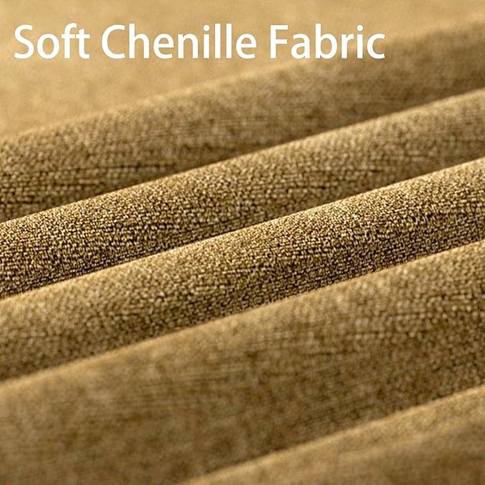 VKNOW Mid-Century Accent Chair, Modern Upholstered Chenille Armchair for Living Room,Comfy Reading Accent Chairs with Wood Legs for Bedroom, Yellow Polyester