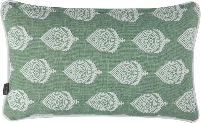 FUNHOME Outdoor Indoor Lumbar Pillow Covers ONLY, Water-Repellent Patio Lumbar Cushion Cases 12” x 20”, Decorative Throw Pillowcase Shell for Couch Patio Garden Furniture Use -Fair Green