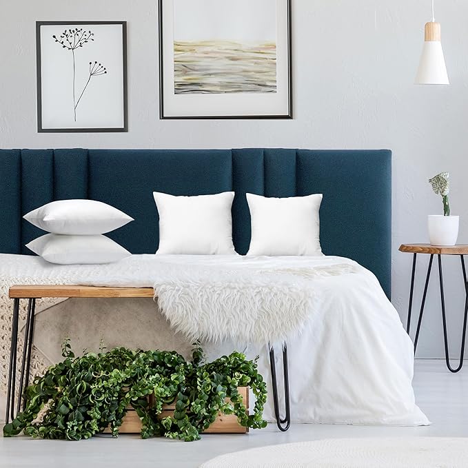 Utopia Bedding Throw Pillows (Set of 4, White), 12 x 12 Inches Pillows for Sofa, Bed and Couch Decorative Stuffer Pillow