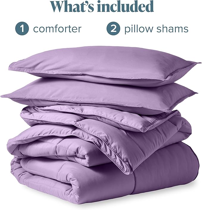 Bare Home Comforter Set - Full Size - Ultra-Soft - Goose Down Alternative - Premium 1800 Series - All Season Warmth (Full, Lavender)