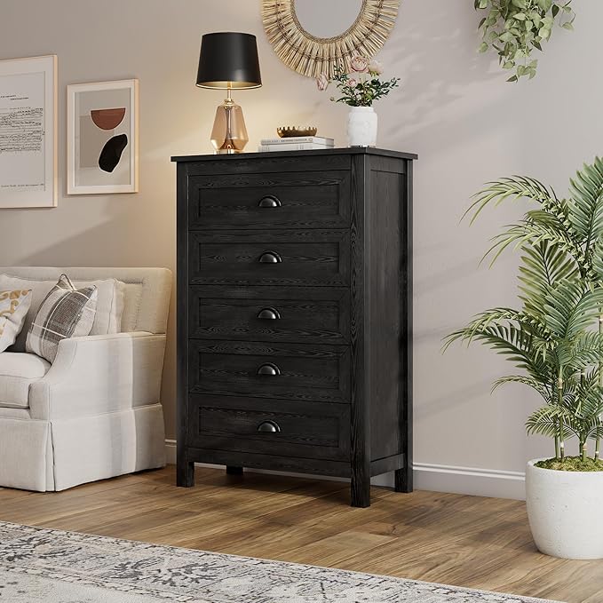 Wananlanen® Farmhouse Dresser for Bedroom, Antique Double Dresser & Chest of Drawer with Vintage Handle and Storage, Wooden Tall Rustic Organizer for Bedroom