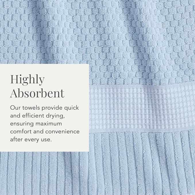 NY Loft 100% Cotton Hand Towel 6 Pack | Super Soft & Absorbent Quick-Dry Hand Towels 16" x 28" |Textured and Durable Cotton | Trinity Collection (6 Pack Hand Towel, Chambray Blue)