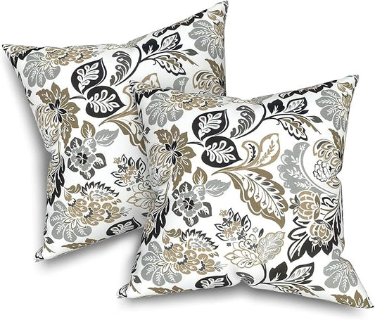 Pack of 2 Patio Throw Pillow Covers ONLY, Water Repellent Cushion Cases 20x20 Inch, Square Pillowcases for Outdoor Couch Decoration, Dailey Tan