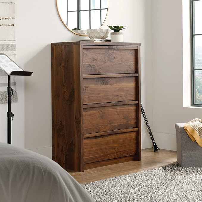 Sauder Harvey Park 4-Drawer Chest, Grand Walnut finish