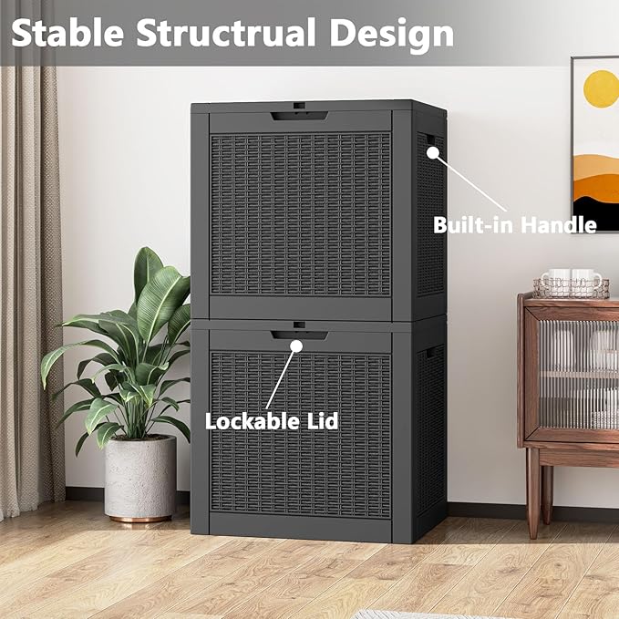 31 Gallon Deck Box, Resin Outdoor Storage Box, Waterproof and UV Resistant Deck Box, Lightweight Storage Box for Garden Tools, Pool Supplies