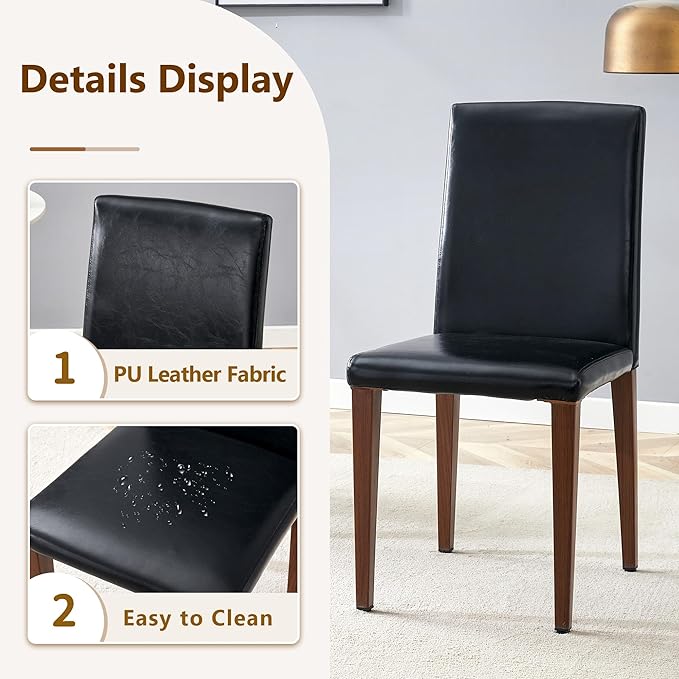 Dining Table Set for 6，Dinner Table Set for 6，71'' Kitchen Table and PU Leather Chairs Set of 6，6 Chair Dining Table Set for Kitchen Dining Room