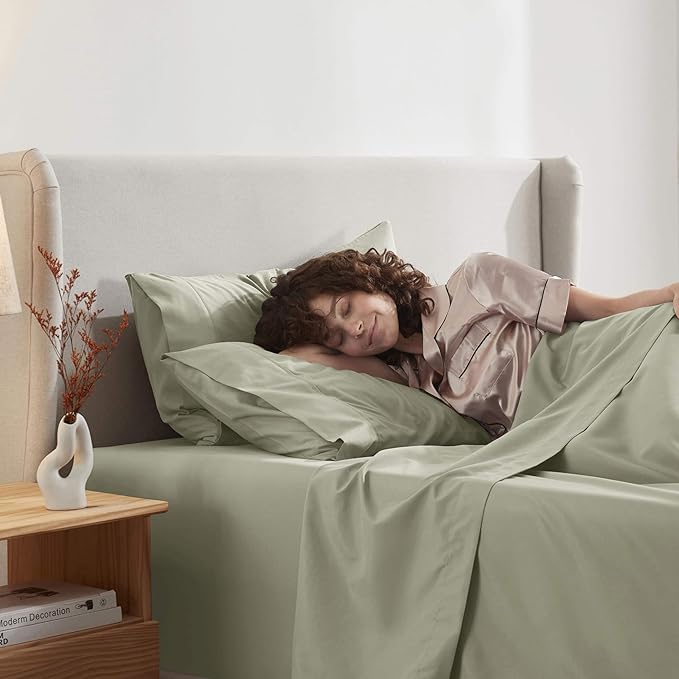 Nestl Twin Sheet Set - 1800 Ultra-Soft Microfiber Twin Bed Sheets - Double Brushed - Deep Pockets - Easy Fit - Extra Soft - 3 Piece Set - Bedding Sheets & Pillowcases (Twin, Light Green)