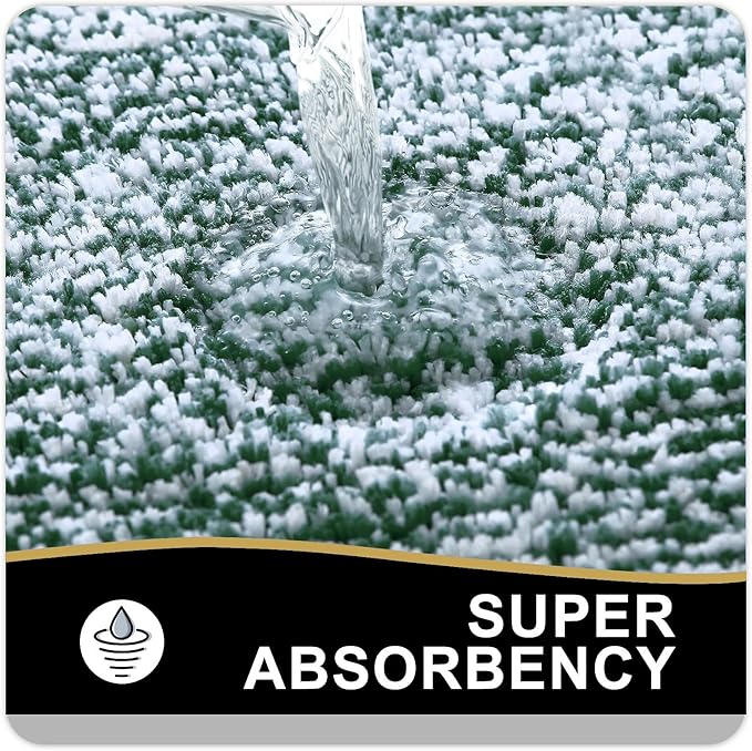 OLANLY Bathroom Rugs 24x16, Extra Soft and Absorbent Microfiber Bath Mat, Non-Slip, Machine Washable, Quick Dry Shaggy Bath Carpet, Suitable for Bathroom Floor, Tub, Shower (Small, Blackish Green)
