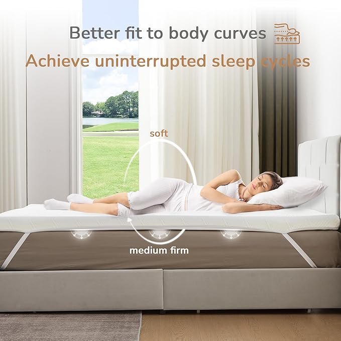 4 Inch Twin XL Mattress Topper, Memory Foam Mattress Topper, Premium Soft Topper for Back Pain, Bed Topper with Removable Soft Cover