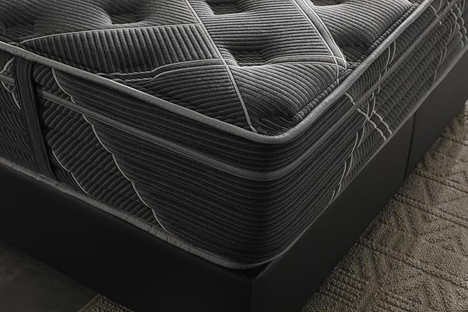 Ottomanson Full 13" Luxury Black vSilver Eurotop Mattress - Inspired by The Space Race - Medium-Firm Hybrid Comfort - Made in USA - Premium Quilted Cover - Fiberglass-Free - Bed in a Box