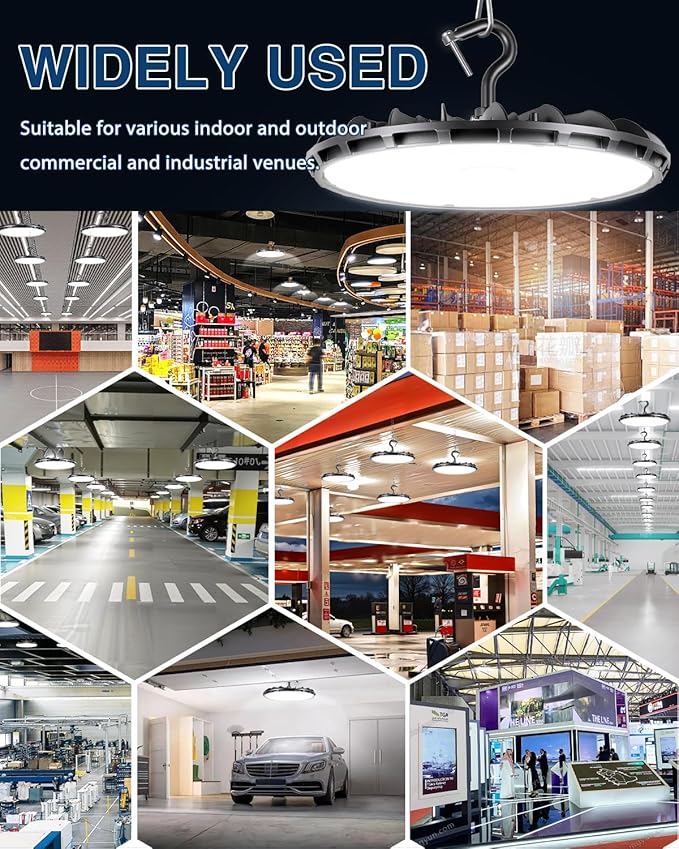 UFO LED High Bay Light, 100W High Bay LED Shop Lights for Warehouse Workshop, 11,000LM, 5000K Daylight, 10 Pack Highbay LED Shop Lights Plug & Play IP65 Waterproof, UL