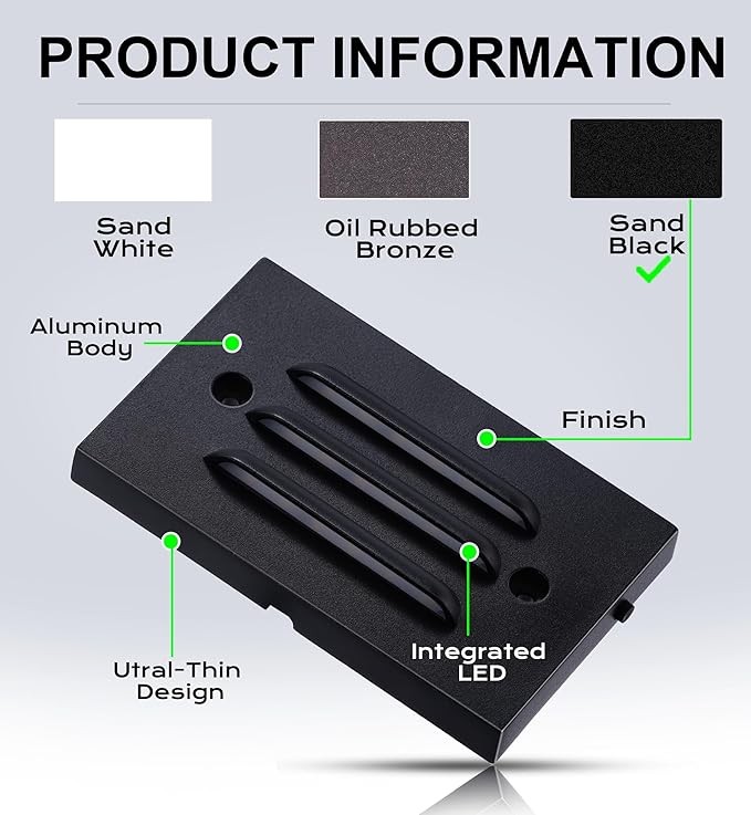 CLOUDY BAY 5CCT 12V 4W Low Voltage LED Step Light with Horizontal Louvered Faceplate for Steps Decks Stairs,Outdoor Stair Lights,Wet Locations,6 Pack,Black