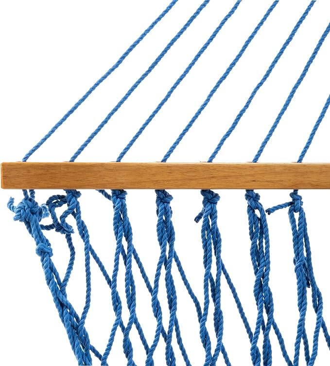 Original Pawleys Island 13DCCB Large Coastal Blue DURACORD Rope Hammock with Extension Chains & Tree Hooks, Handcrafted in The USA, Accommodates 2 People, 450 LB Weight Capacity, 13 ft. x 55 in.