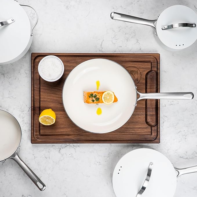 Alva Mobi 8-Piece Ceramic Cookware Set – PFAS-Free, Nonstick & Non-Toxic – Oven & Induction Safe – Scratch-Resistant, Diamond-Reinforced, Dishwasher Safe – Elegant Cannoli Cream