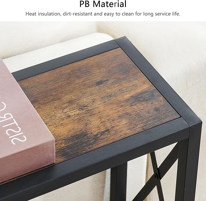 41.8" Console Table, Narrow Behind The Couch Table with Outlet, Industrial Skinny Stand for Hallway, Entryway, Living Room, Bedroom, 6.5 Feet Power Cord,Rustic Brown