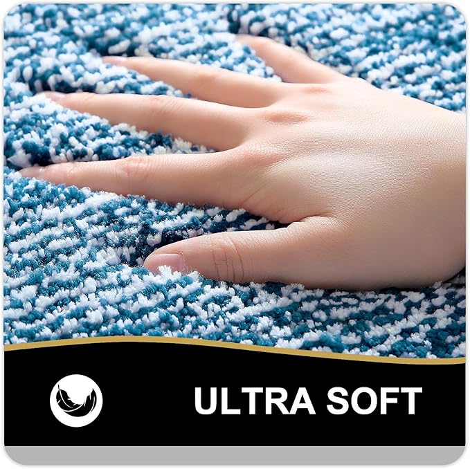 OLANLY Bathroom Rugs 30x20, Extra Soft and Absorbent Microfiber Bath Mat, Non-Slip, Machine Washable, Quick Dry Shaggy Bath Carpet, Suitable for Bathroom Floor, Tub, Shower (Medium, Peacock Blue)