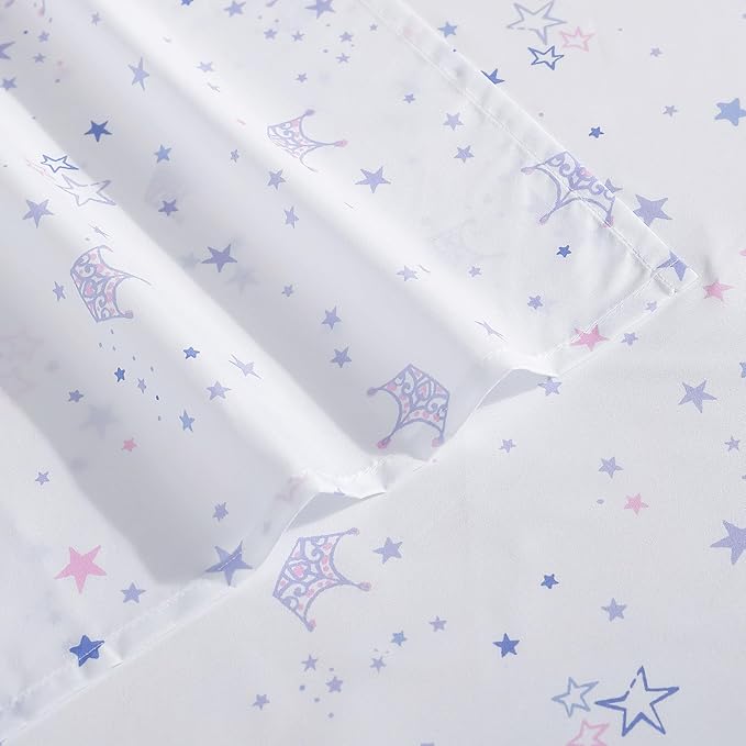 Laura Ashley Kids - Twin XL Sheet Set, Soft & Wrinkle-Resistant Toddler Bedding Set, Deep Pockets, Girl Bed Sheets with Matching Fitted Sheet & Pillowcase (Dancing Stars Purple)