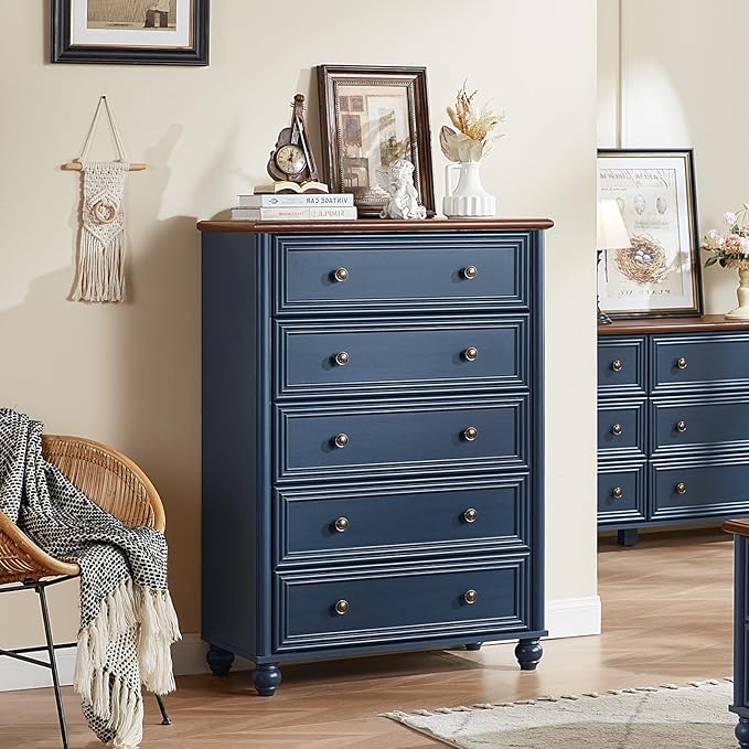 Farmhouse Dressers & Night Stand Set of 3, Wood 54" Wide Dresser & 45"Tall Chest of Drawers, 18" with Charging Station Nightstand, Bedroom Furniture 6 Drawer Dresser Set for Home Living Room Hallway