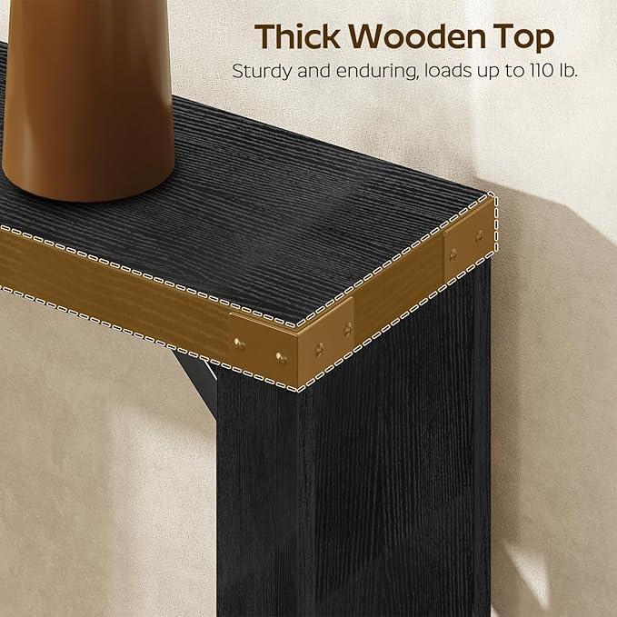 Console Table, 78.7" Long Behind Couch Sofa Table, Entryway Table, Farmhouse Console Table for Narrow Spaces, Hallway, Living Room, Black CT32BB