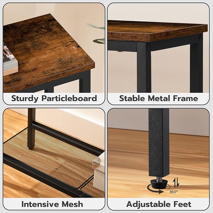 HOOBRO 29.5" Narrow Console Table, Small Entryway Table with Shelf, 2 Tier Thin Sofa Table, Behind Couch Table, Side Table, for Hallway, Living Room, Bedroom, Rustic Brown and Black BF74XG01