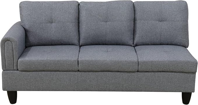 NicBex Sectional Couch 2 Pieces 66.5" L Sofa with Right Chaise Linen L Shaped Cloud Couch for Living Room Furniture Sets with Cushion, Modular Sofa for Living Room & Small Apartment, Gray