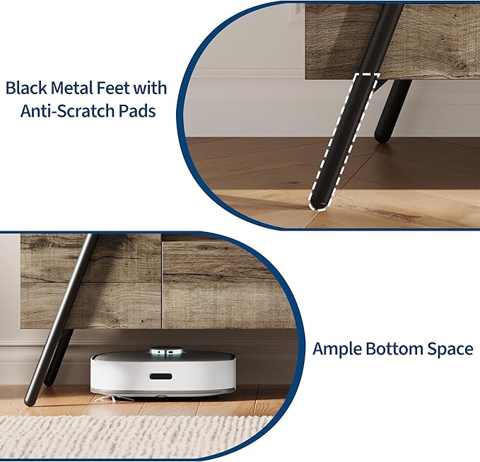 GarveeHome 55" Modern TV Stand, Entertainment Center with 2 Drawers, Adjustable Shelves, U-Shaped Metal Legs, Farmhouse Wooden TV Console for Living Room and Bedroom, Oak