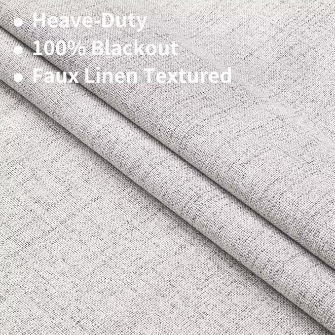 Joydeco Natural Linen Curtains 120 inch Length 2 Panels Set Burg 100% Blackout Patio Door Curtain Room Darkening Sliding Door Curtains Thermal Insulated Back tab Rod Pocket(105x120 inch, White)