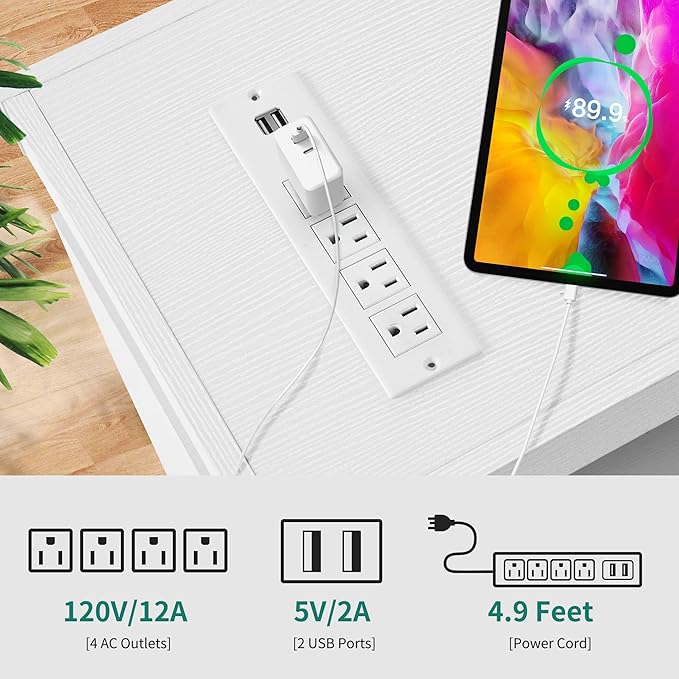 YITAHOME White TV Stands for Living Room, TV Stand for 65 inch TV, Entertainment Center with Storage,Modern TV Stand with Power Outlets & LED Light, TV Console Cabinet, White