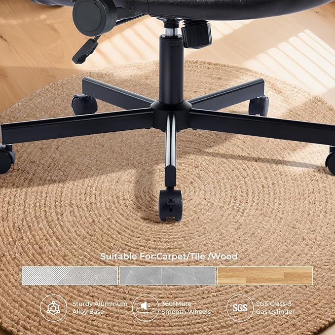 Criss Cross Chair with Flip-Up Arms and Lockable Wheels, Leather Cross Legged Office Desk Chair，Wider 125°Tilting Adjustable Swivel Computer Chair for Home, Apartment, Bedroom,Black 1