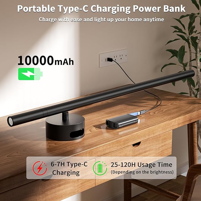 Rechargeable Wall Sconce with Reading Spotlight: Battery Operated Wireless LED Wall Light with Remote Indoor Modern Decor for Living Room Bedroom Stairwell Lighting Black