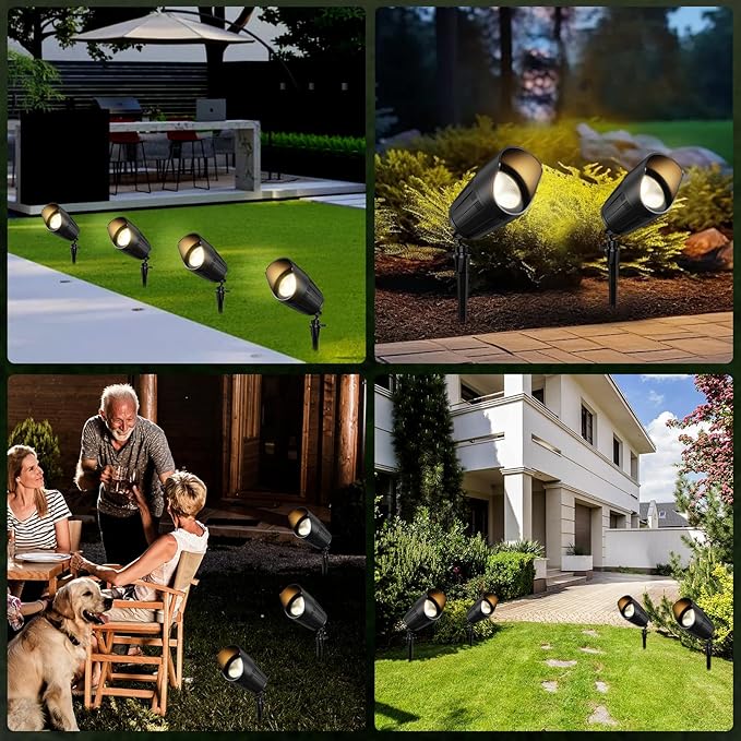Low Voltage Landscape Lighting, 8W 800LM LED Landscape Lights with Connectors for Tree Garden Yard Pathway | 12V 24V Warm White 2700K Spotlights | IP67 Waterproof | 4 Pack