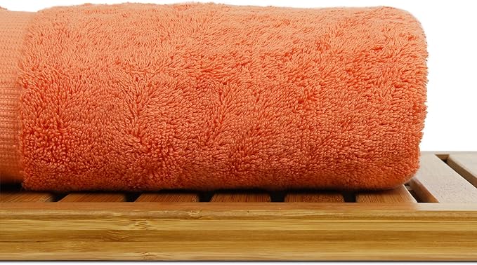 Luxury Hotel & Spa Collection Highly Absorbent, Quick Dry 100% Turkish Cotton 700 GSM, Eco Friendly Towel, for Bathroom Dobby Border Soft Bath Towel Set 27 X 54 -Coral, Bath Towels - Set of 4