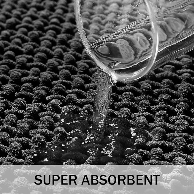Bathroom Rugs Non Slip Washable, Super Absorbent Thin Bath Mat for Small Quick Dry Low Pile Bathroom Rug, (Black, 36″x24″)