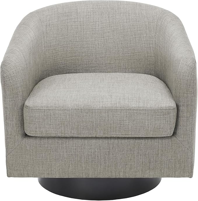 UIXE Swivel Accent Chairs Set of 2, Fabric Barrel Club Chair Upholstered Armchair for Living Room, Round Arm Chair Bedroom Single Sofa Reading Seat - Khaki