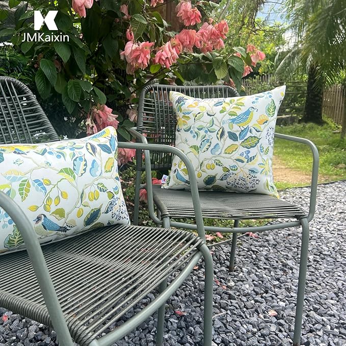 Outdoor/Indoor Throw Pillows, Pack of 2 Waterproof Decorative Throw Pillows with Inserts, 18”x18” Square Pillows for Bed, Couch, Sofa and Patio Furniture