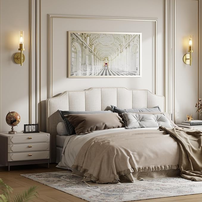 Wall Sconces Set of 2 (with 2 Bulbs), Modern Bathroom Wall Sconces Lighting with Thickened Glass, Hardwired Wall Mount Light Fixtures for Bathroom, Bedroom, Hallway, Living Room(Gold)