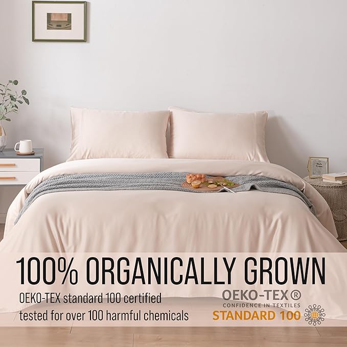 Bella Coterie Luxury Bamboo Viscose Twin Size Sheet Set | 100% Organically Grown | Ultra Soft | Cooling for Hot Sleepers | 18" Deep Pocket [Champagne]