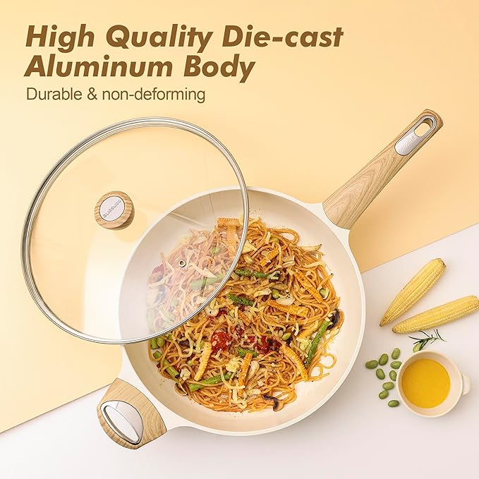 SENSARTE Ceramic Cookware Sets, Pots and Pans Set Nonstick, 20-Piece Induction Cookware, Non-toxic Healthy Non Stick Kitchen Cooking Set with Stay-Cool Handles, PFAS PTFE PFOA PFOS Free