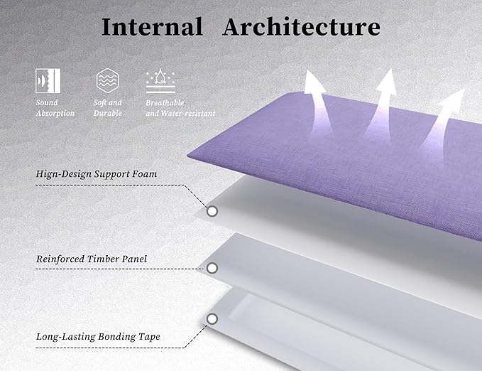 ueen Bed Headboard Only, 9PCS Upholstered Peel and Stick Wall Panels for Interior Wall Decor, Cabeceras de Cama Queen Modern Style, 10"x24" Each, Purple