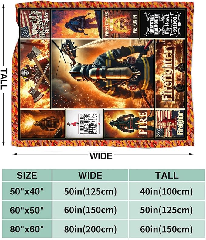 Yibuda Firefighter Blanket Fire Rescue Flannel Plush Throw Blanket Cozy Patriotic Hero Decor Fleece Stuff Blanket Gifts for Lover Girls Boys Kids Adults Women Bed Travel 40"x50"