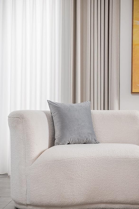 DEZENE Decorative Pillow Cases 22x22 Light-Grey: 2 Pack Cozy Soft Velvet Square Throw Pillow Covers for Farmhouse Home Decor