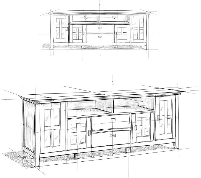 SIMPLIHOME Artisan SOLID WOOD 72 Inch Wide Transitional TV Media Stand in Hickory Brown for TVs up to 80 Inches, For the Living Room and Entertainment Center