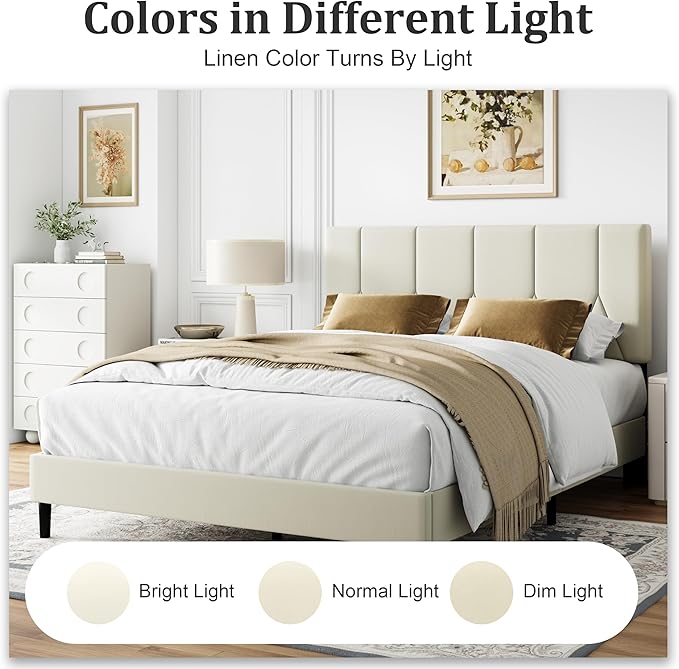 Twin Size Bed Frame, Platform Bed Frame with Velvet Upholstered Headboard, Twin Upholstered Mattress Foundation with Strong Wooden Slats, No Box Spring Needed, Noise Free, Easy Assembly